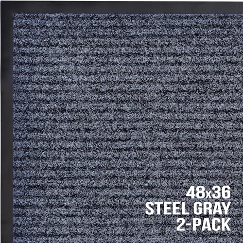 Front Door Mat, Indoor Outdoor Welcome Entryway Doormat, 48x36 Steel Gray - Image 7