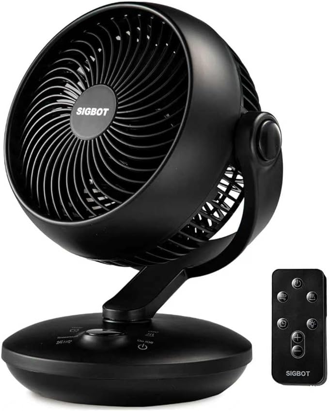 SIGBOT Fan for Bedroom with Remote,Ultra Quiet Desk Fans,with 3 Modes,8 Speeds,9-Hour Timer,10 inch,High-Velocity Cooling,Auto Oscillation Table Fans,Touch Control,for Home,Dorm,Clinic & Office