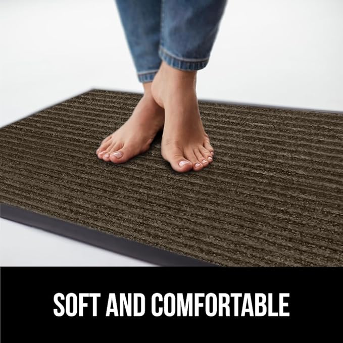 GORILLA GRIP Waterproof Traffic Guard Door Mat, 47x35, Heavy Duty Entryway Mats, Strong Rubber Back Commercial Utility Rugs for Office Hallway, Garage Floor and Home, Low Profile Carpet Runner, Brown