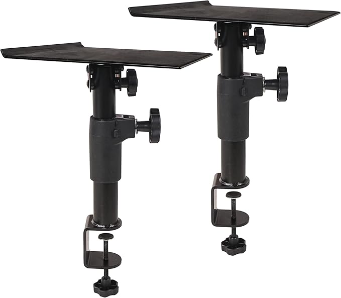 Sound Town 2-Pack Desktop Clamp-On Studio Monitor Speaker Stands with Horizontal/Vertical Speaker Orientation (STSD-DCM-Pair)
