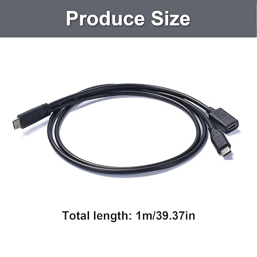 Yinziha Type C Male to Type C Male and Female Charging Cable Sound Card Connection Wire for Live Streaming and Mobile Devices