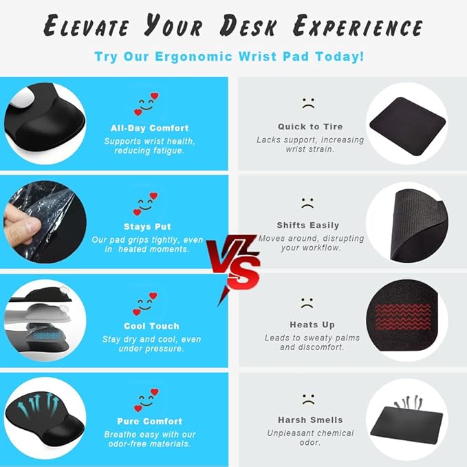 ErgoComfort Gel Wrist Rest Mouse Pad-Ergonomic Office Mousepad with Wrist Support-Non-Slip, Design Desk Accessories Mat for Home&Game Decor (06Blush Gradient)