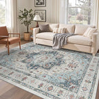 Madane 6x9 Area Rugs for Living Room, Soft Vintage Washable Rug, Blue by Madane