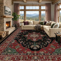 RELEANY Washable Area Rug, Large 10'x14', Red/Black by RELEANY