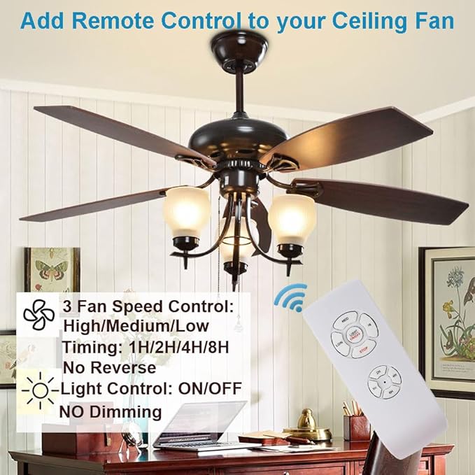LPHUMEX 2 Pack Universal Ceiling Fan Remote Control Kits, Small Size Receiver Fan Speed, Light and Timing Remote for Harbor Breeze/Westinghouse/Honeywell/Other Ceiling Fan lamp