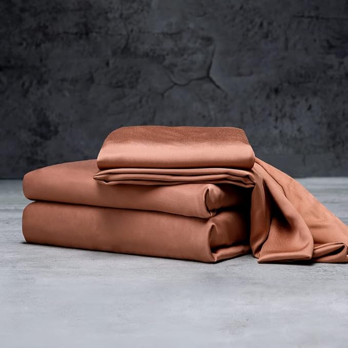 LUXOME Luxury Sheet Set | 100% Rayon (Viscose) from Bamboo | Split King - Terracotta | Deep Pockets | 5-Piece Set (2 Fitted, Flat, 2 Pillowcases)
