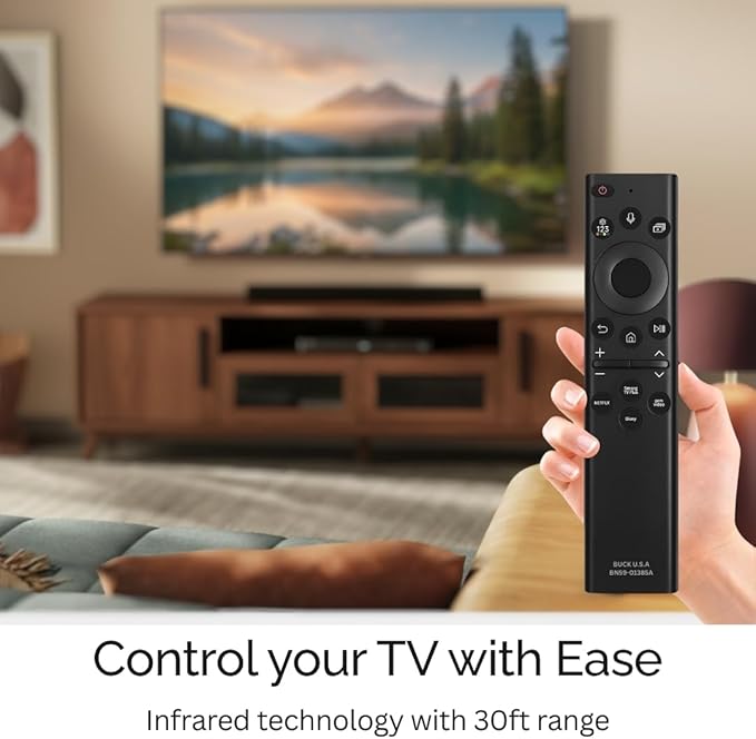 BN59-01385A Samsung TV Remote Control Replacement for Smart TV - Easy Setup, Universal Bluetooth/IR Voice Remote, Solarcell - Works with Samsung QLED, Frame, Crystal UHD, 4K, & LED Smart TVs