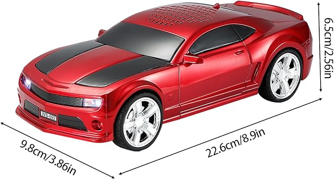 WSTER WS-592 Supercar Design Bluetooth Replica Speaker – Portable Car Model Wireless Speaker with TWS Stereo, FM Radio, LED Party Lights, USB/TF Playback, Hands-Free Calling, Microphone(Red)