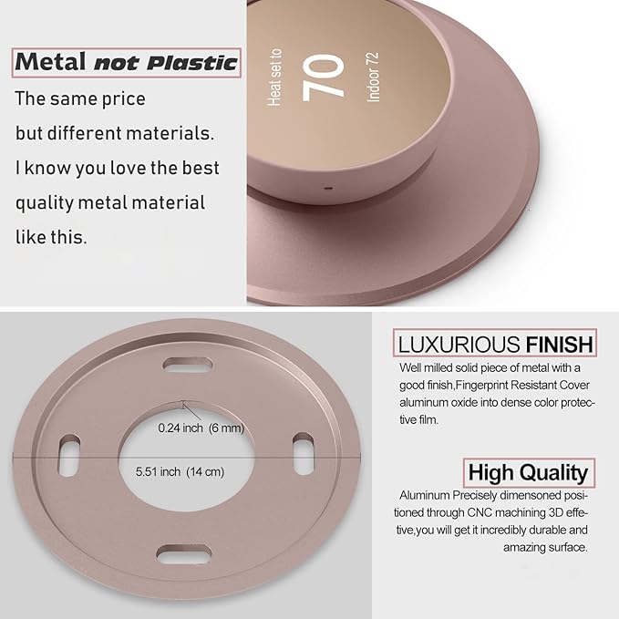 POPMAS Nest Thermostat Wall Plate - Compatible With Google Nest Thermostat 2020, Sand Metal Trim Plate, Cover Plate Trim Kit Accessory