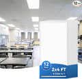 CycevSun 12-Pack 2x4 LED Flat Panel Light - Drop Ceiling, 40/50/60W Selectable, 6600LM, 4CCT 3000K/4000K/5000K/6000K Switchable, 0-10V Dimmable, 100-277V, ETL Listed