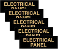 All Quality Basic Electrical Panel Sign - Fire Regulation Safety Compliance Sign - Black/Gold - Small (5 Pack)