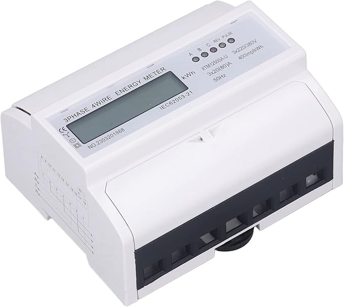 Tyenaza Electric Meter, 3 Phase 4 Wire 7P LCD Digital Display DIN Rail Mount Power Monitor