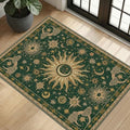Vacuum-Friendly, 2x3 Washable Area Rug, Green Gold Yellow by meejou