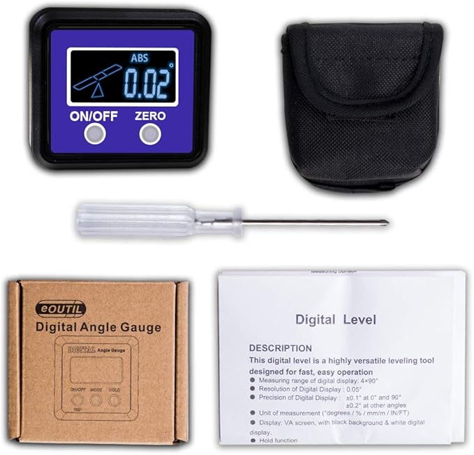 Digital Angle Gauge and Protractor, eOUTIL Digital Angle Finder Inclinometer Level Box with Magnetic Base for Woodworking, Table Saw, Construction, Drilling Machinery, Masonry