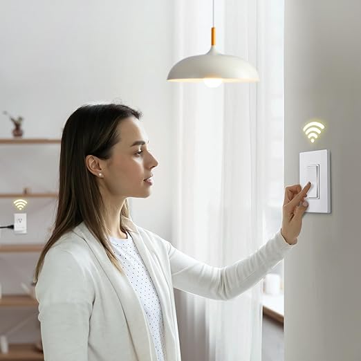 SURAIELEC 3 Way Wireless Light Switch, Remote Control Outlet, Decorator Rocker Wall Switch, 15 AMP, 100ft RF Range, No Wiring No WiFi, for Plug in Pendant Light, Lamp, Small Electrical Appliance