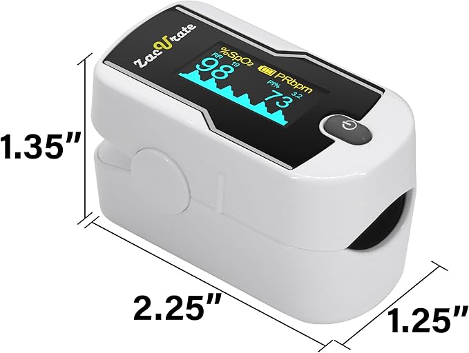 Zacurate 500E-B Wireless Bluetooth Fingertip Blood Pulse Oximeter Monitor with FREE App, SpO2, Heart Rate, Plethysmograph, and Perfusion Index Finger Oxygen Sensor Meter