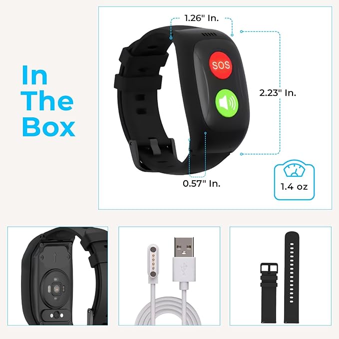 SecuLife SOS Wristband,Fall Detection, GPS Safety Bracelet for Seniors – SOS Button, Geo-Fencing, 2-Way Calling & Caregiver Tracking – Medical Alert Device, Simple & Reliable Alert System