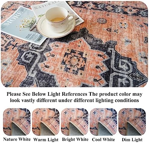 Washable Terracotta Distressed 2x5 Hallway Runner Rug Cozy Kitchen Carpet - Image 3
