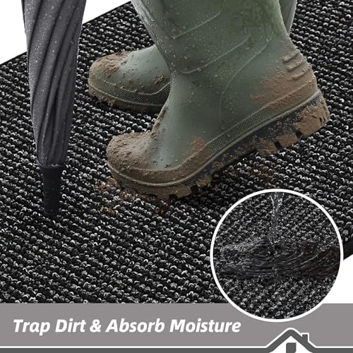 BEQHAUSE Dirt Trapper Door Mat 20" x 32", Non-Slip Washable Doormats, Black - Image 3