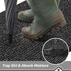 BEQHAUSE Dirt Trapper Door Mat 24" x 36", Non-Slip Washable Doormats, Black - Image 3