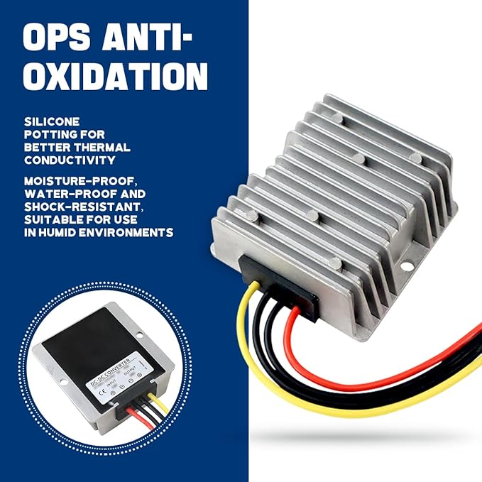 18V to 12V Step Down Converter 18V/24V/36V to 12V 15A 180W DC Buck Converter for Power Wheels RC Toys & Golf Cart VoltageRegulator with Overheat/Short-Circuit Protection