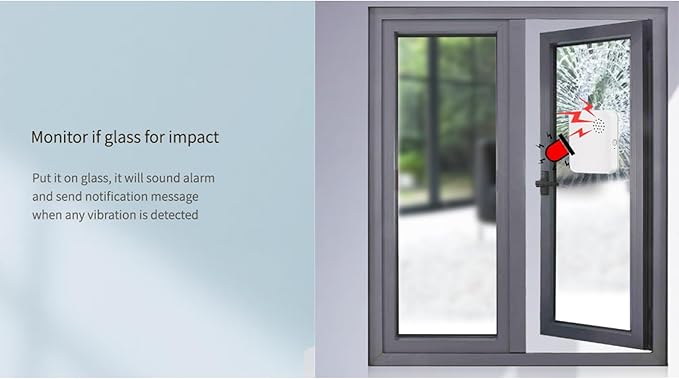 WENGART Zigbee Vibration Alarm Sensor,120dB Local Siren Shock Detector for Windows & Doors,3 Sensitivity Levels,Glass Break Sensor Works with SmartThings,Alexa & Home Assistant,Zigbee Hub Required