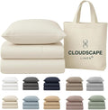 Cloud Scape Linen 100% Egyptian Cotton Sheets Twin Size, 3 Pieces Luxury Bedding Set, 400 Thread Count,Hotel Quality, Silky Soft, Breathable and Durable, Deep Pockets up to 15, Ivory