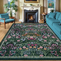 PLHXFR Area Rug 10x14 Living Room: Floral Washable Boho Carpet Dark Green by PLHXFRSoftAreaRugs