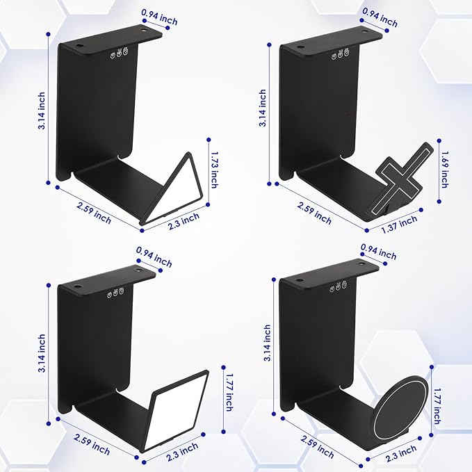 VKheroKV HC128 Headphone Holder Hanger for Desk, Include Adhesive Strips, Universal Headset Stand for PS4/PS5/Xbox/PC/Mac/Headphones Game Controller Hanger (Including 4 Types)