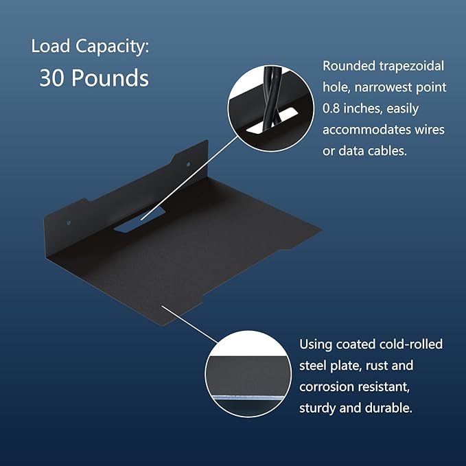 PzewMo Floating Metal Wall Mount Shelf,Shelf for Projector,TV Cable Box,Router,Speaker,Sound Bar,Camera,Gaming,Decor Display (1, Large)