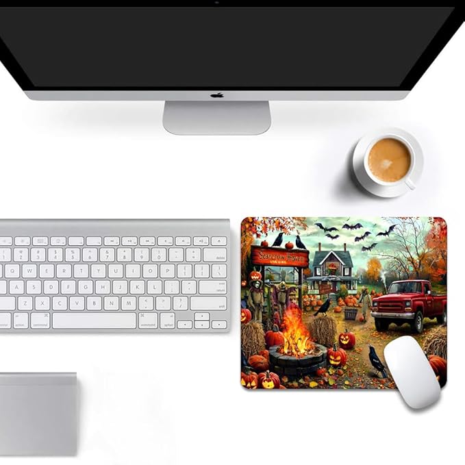 Halloween Pumpkin Lanterns Square Mouse pad, Texture, Waterproof, Anti Slip Rubber Base, Computer Mouse pad, Laptop Mouse pad