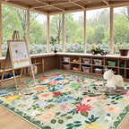 PLHXFR 6x9 Area Rug Living Room: Floral Washable Boho Soft Carpet Green - Image 5