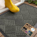 GORILLA GRIP WeatherMAX Door Mat, Indoor Outdoor Use, 29x17 Gray Diamond by GorillaGrip