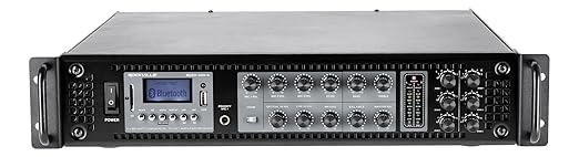 Rockville RCS2-320-6 320W 6-Zone Stereo/Mono Commercial 70V Amplifier, Bluetooth, USB/SD, Optical Input, Perfect for Restaurants, Schools, Offices, and Multi-Room Audio