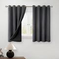 BGment Short 100% Blackout Curtains for Bedroom, Thermal Insulated Energy Efficiency Noise Reducing Grommet Curtains 45 Inch Length with Liner for Small Window 2 Panels Each 52 Inch Wide, Dark Grey