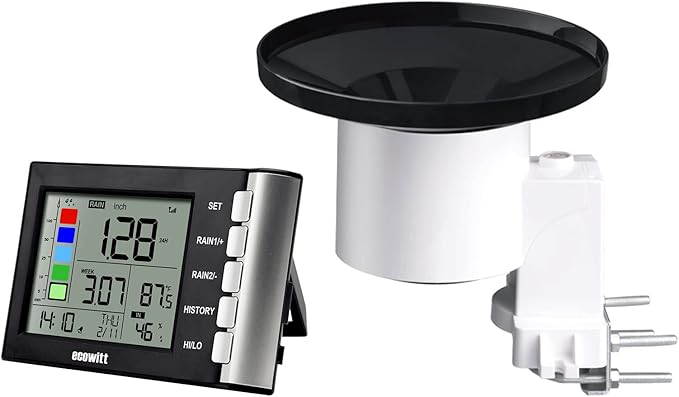 ECOWITT WH5360B Wireless Rain Gauge High Precision Digital 3-in-1 Weather Station with Indoor Thermometer and Hygrometer