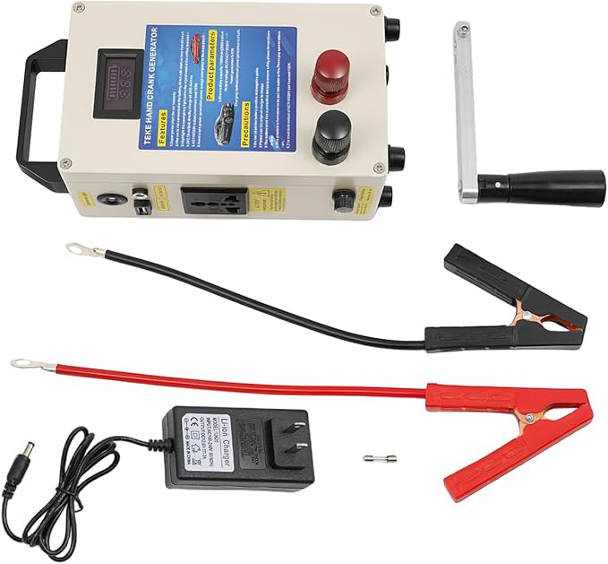 Hand Crank Generator & Portable Power Station, 150W 110V Manual Emergency Charger with Folding Handle and Battery Life, Aluminum Alloy Outdoor Generator for Camping Emergency and Smartphone Charging