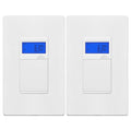 ENERLITES 7 Days Digital in-Wall Programmable Timer Switch for Lights, Fans, and Motors, Neutral Wire Required,7-Day 18 ON/Off Timer Settings, with Blue Backlight, UL Listed, HET01, White, 2 Pack