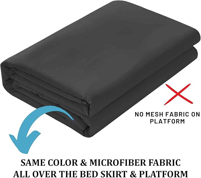 SKY BEDDINGS - Full Size Ruffled Bed Skirt with Split Corners - 12 Inch Drop Dust Ruffle Bed Skirt with Platform Three Sided Coverage - 100% Microfiber, Dark Grey