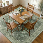 RELEANY Washable Area Rug, Square 8'x8', Green/Dark Green/Gray - Image 2