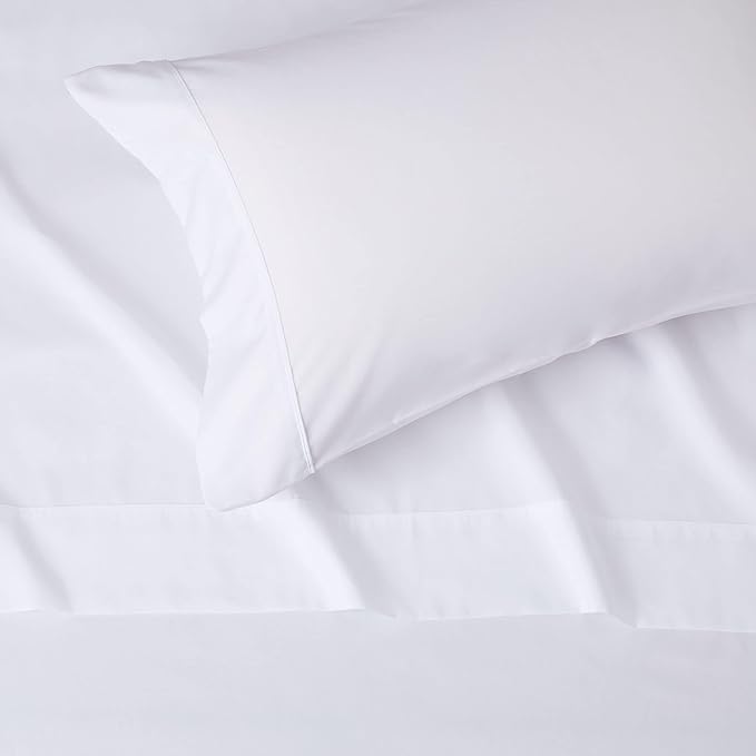 Amazon Basics Lightweight Super Soft Easy Care Wrinkle Free Microfiber 3 Piece Bed Sheet Set with 14-Inch Deep Pockets, Twin, Bright White, Solid, Kids, Men & Women Bedding (Pack of 4)