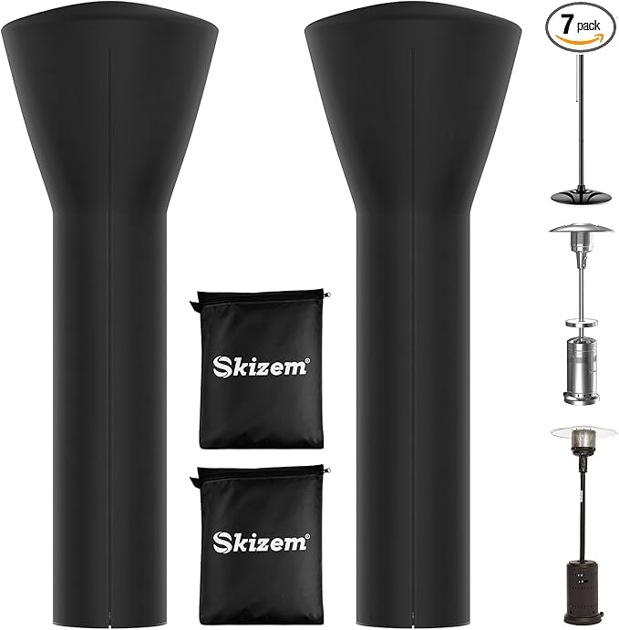 Skizem Outdoor Patio Heater Covers with Zipper,Upgraded 420D Oxford Fabric with PU Coating Material,100% Waterproof Windproof Anti-UV Snow-Poof,36 Months of Use (2 Pack 92'' H x 33" D x 19" B)