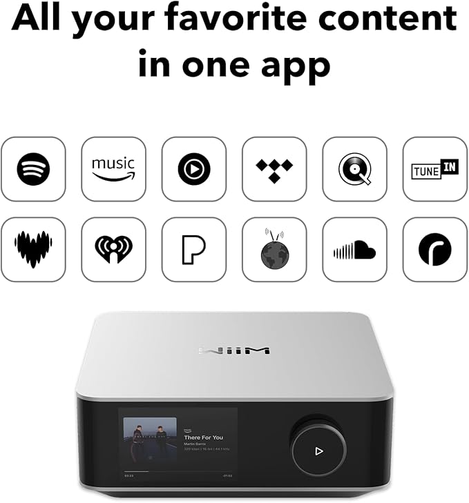WiiM Amp Ultra with Voice Remote 2 | 100W Streaming Amplifier with Premium ESS ES9039Q2M DAC & Dual TI TPA3255 Amps | Built-in RoomFit EQ & Touchscreen | HDMI ARC, Optical, RCA Inputs | Silver