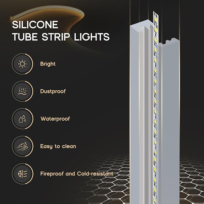 VOEWT LED Strip Lights Neutral White 4000K,32.8ft 110-120V Neon Rope Lights,Flexible Silicone Outdoor Waterproof Neon Strip Lights for Bedroom,Mirror,Kitchen Cabinet, Living Room,Halloween Decor