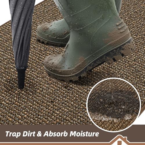 BEQHAUSE Dirt Trapper Door Mat 36" x 60", Non-Slip Washable Doormats, Brown - Image 3