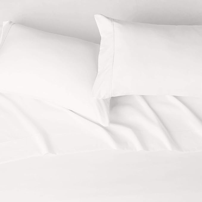 Amazon Basics Lightweight Super Soft, Wrinkle-Free, Breathable Microfiber 4 Piece Bed Sheet Set with 14-Inch Deep Pockets, King, Cream, Solid