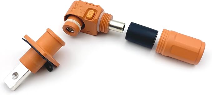 1 Set Battery Energy Storage Connector, 200A 50mm² High Current Connectors Quick Plug Terminal Orange Right Angle Plug and Socket IP67 Waterproof Power Adapter (200A, Orange)