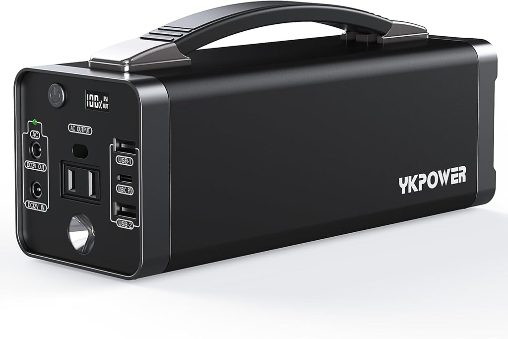 YKPOWER Portable Power Station 150W, 133.2 Wh/36000mAh Fast Charging, Portable Power Bank with 5 Outputs, AC Outlets, LED Light for Backup Home Outdoor Emergency Travel Camping RV