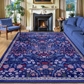 PLHXFR Area Rug 10x12 Living Room: Floral Washable Boho Soft Carpet Blue by PLHXFRSoftAreaRugs