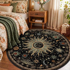 Vacuum-Friendly, Round 6ft Washable Area Rug, Black Green Blue - Image 2